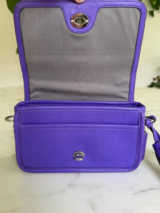 Coach Legacy Leather Penny Shoulder Crossbody Bag 19914 Ultraviolet Purple - Picture 13 of 15